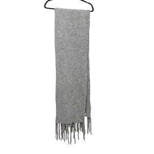 Free People Solid Gray Fringe Knit Scarf One Size